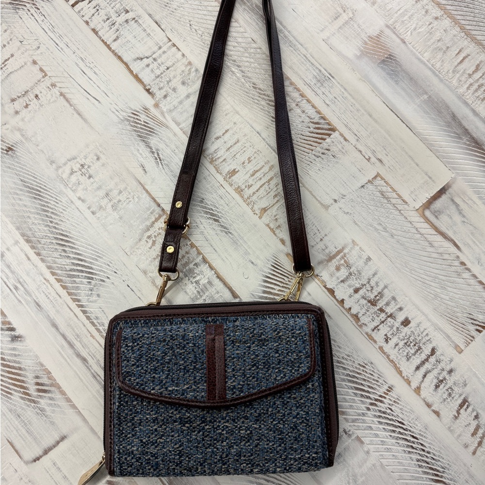 Chic Blue and Brown Crossbody Bag